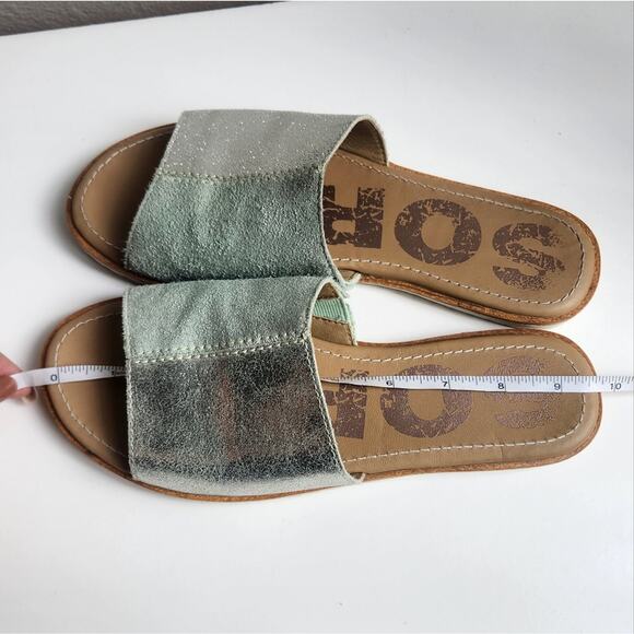 Sorel Women's Ella Block Slide Sandal Flats Suede Mint Green 8 - Picture 10 of 11